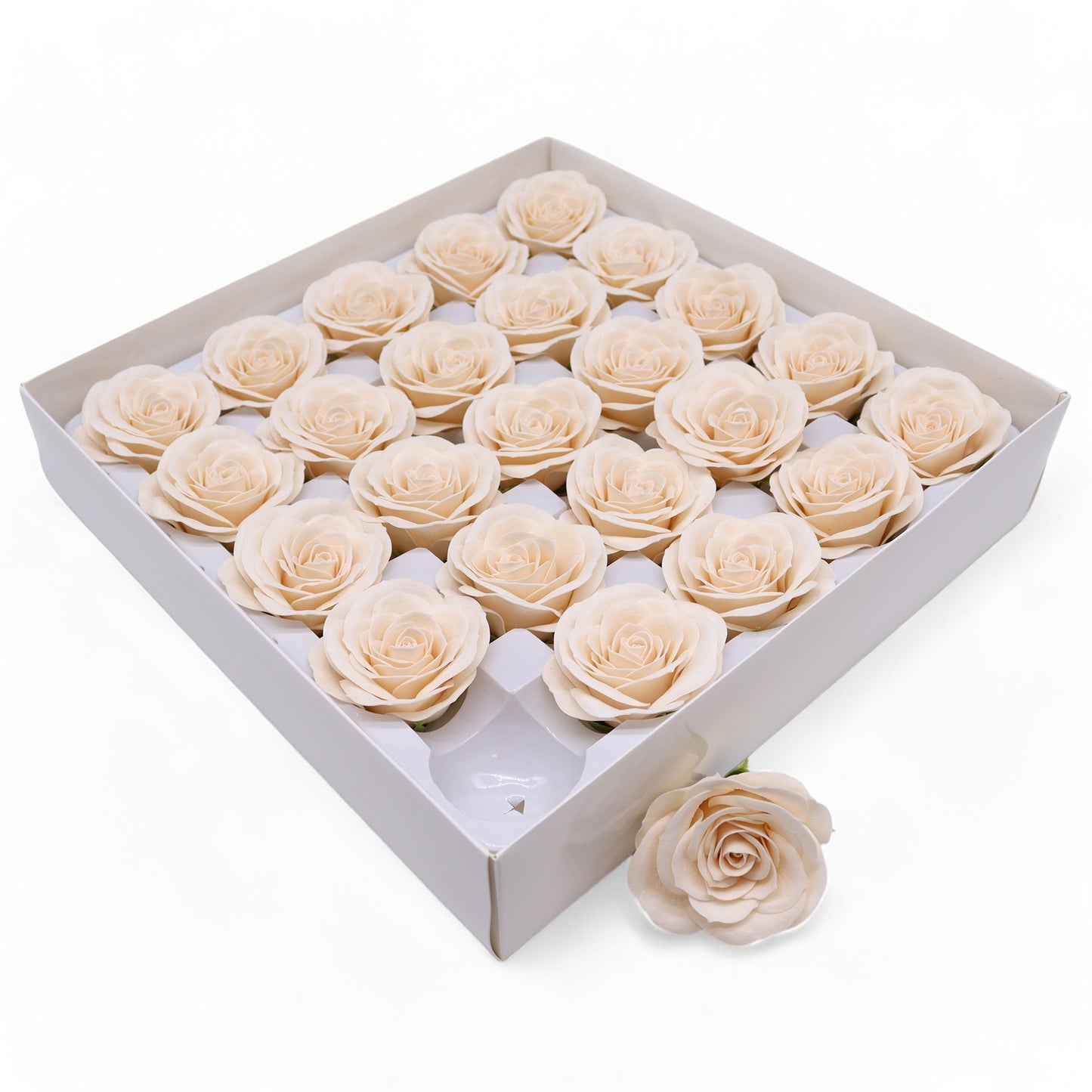 Fleur de savon artisanale - Grande rose vintage - Ivoire victorien