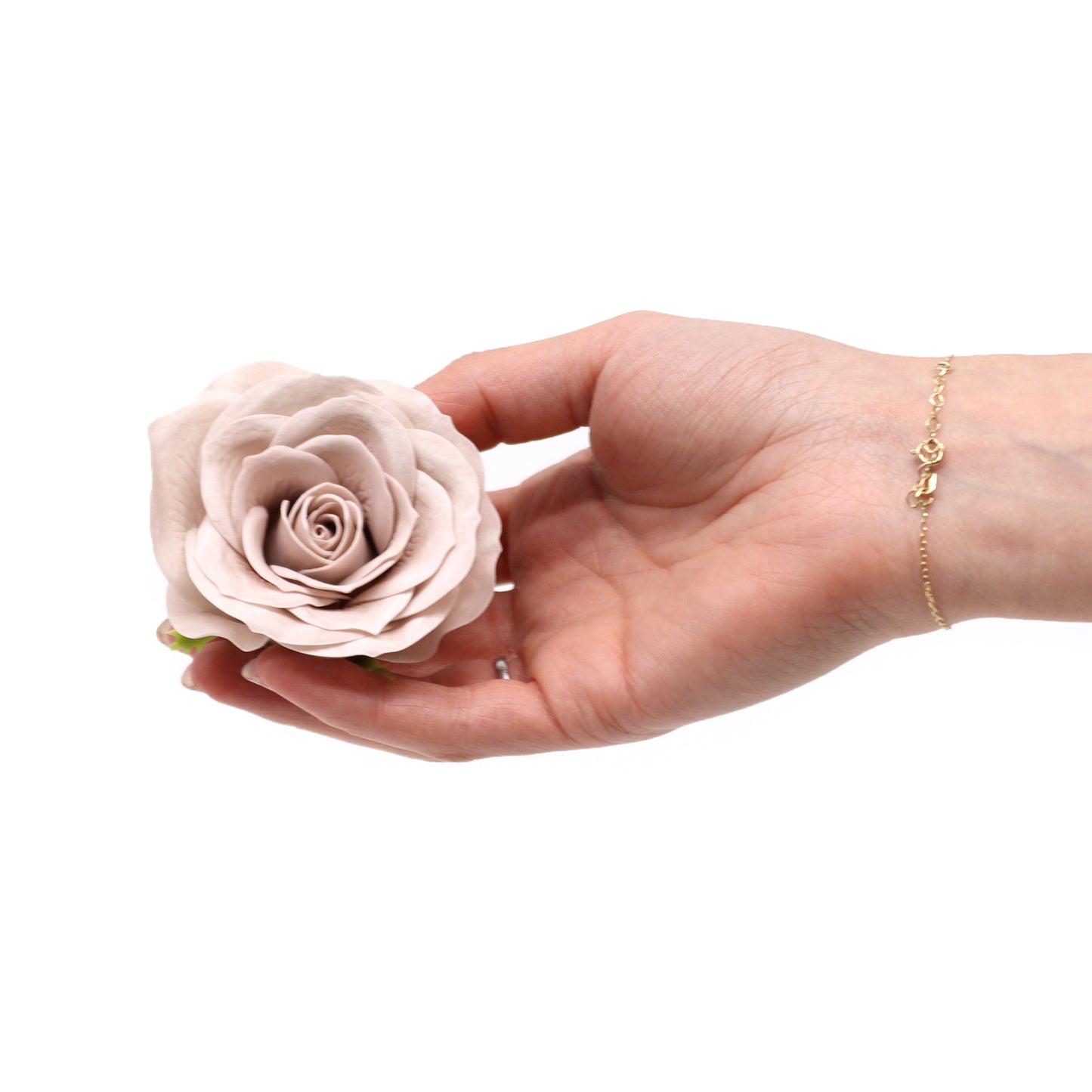 Fleur de savon artisanale - Grande rose vintage - Beige