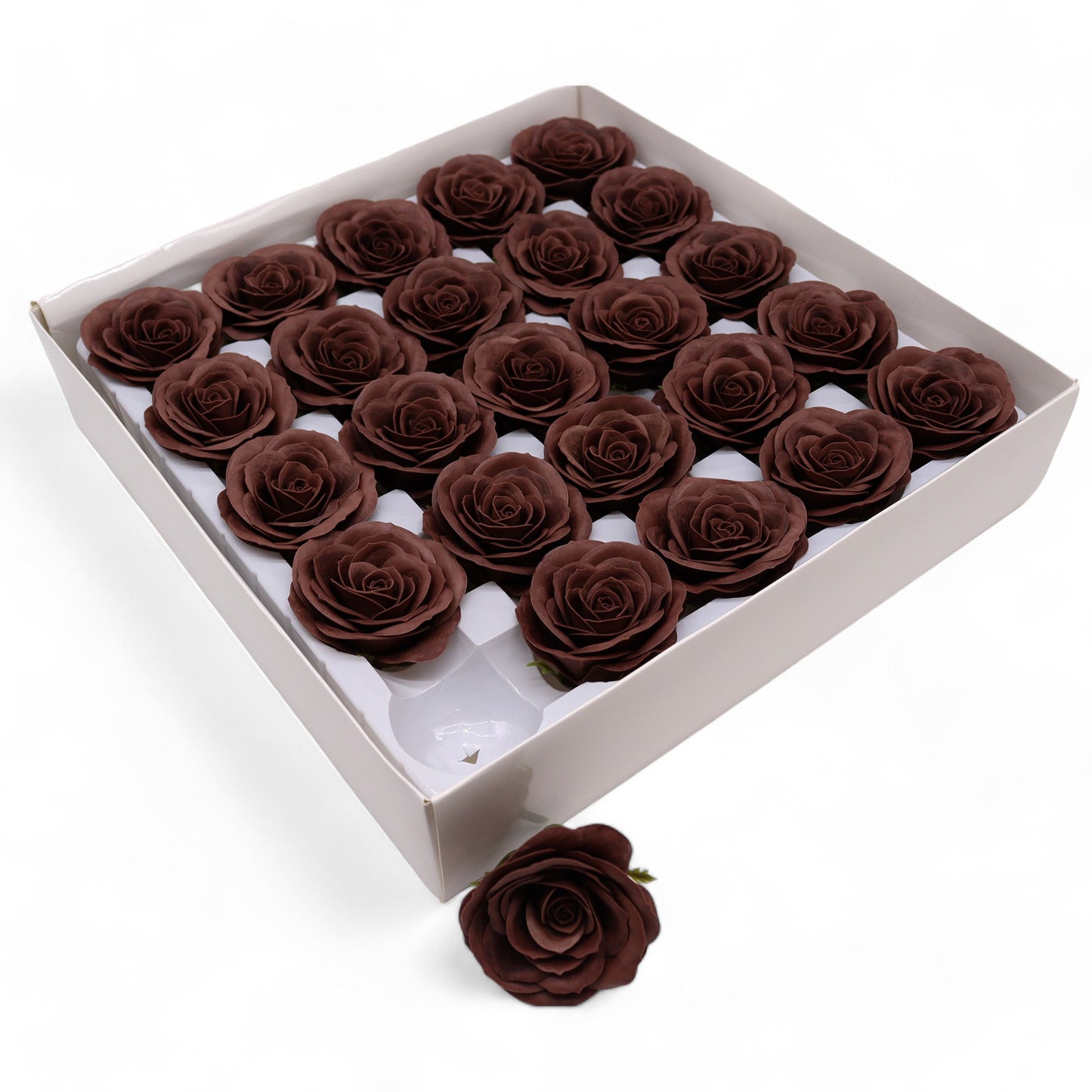 Fleur de savon artisanale - Grande rose vintage - Chocolat