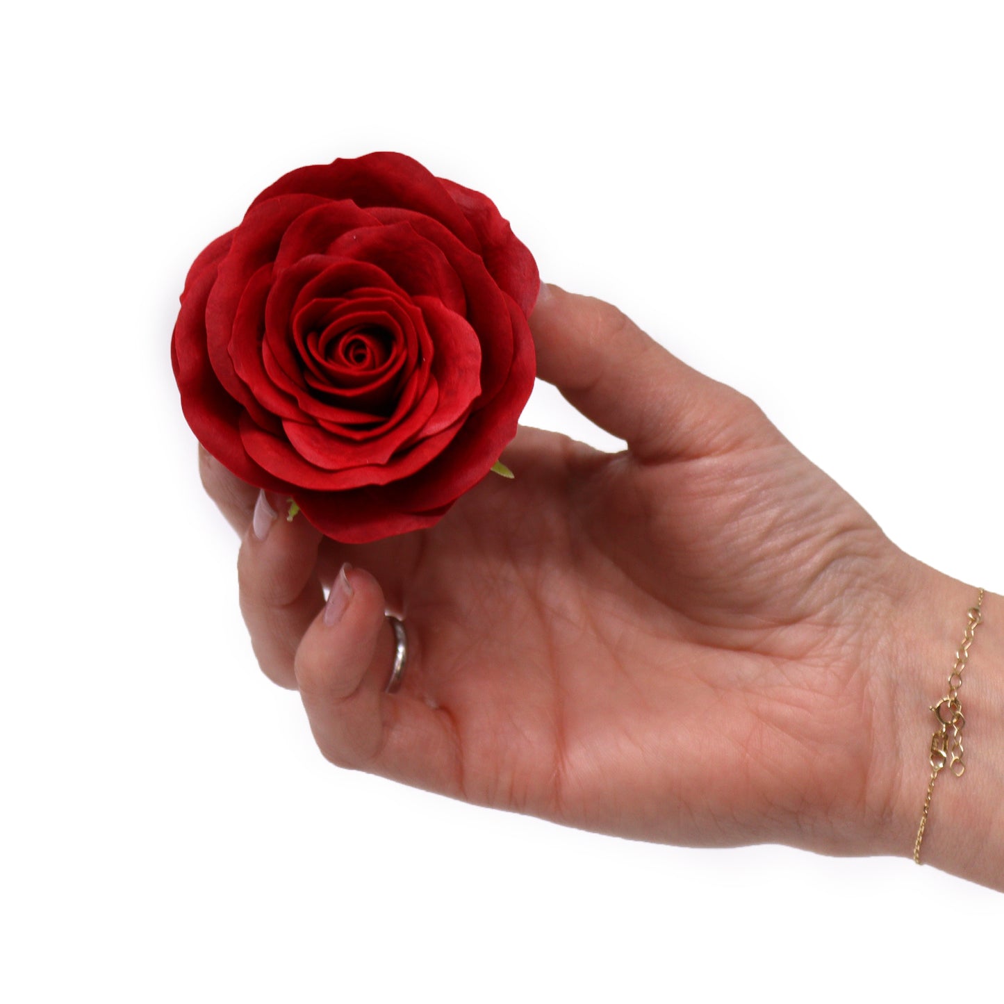 Fleur de savon artisanale - Grande rose vintage - Écarlate