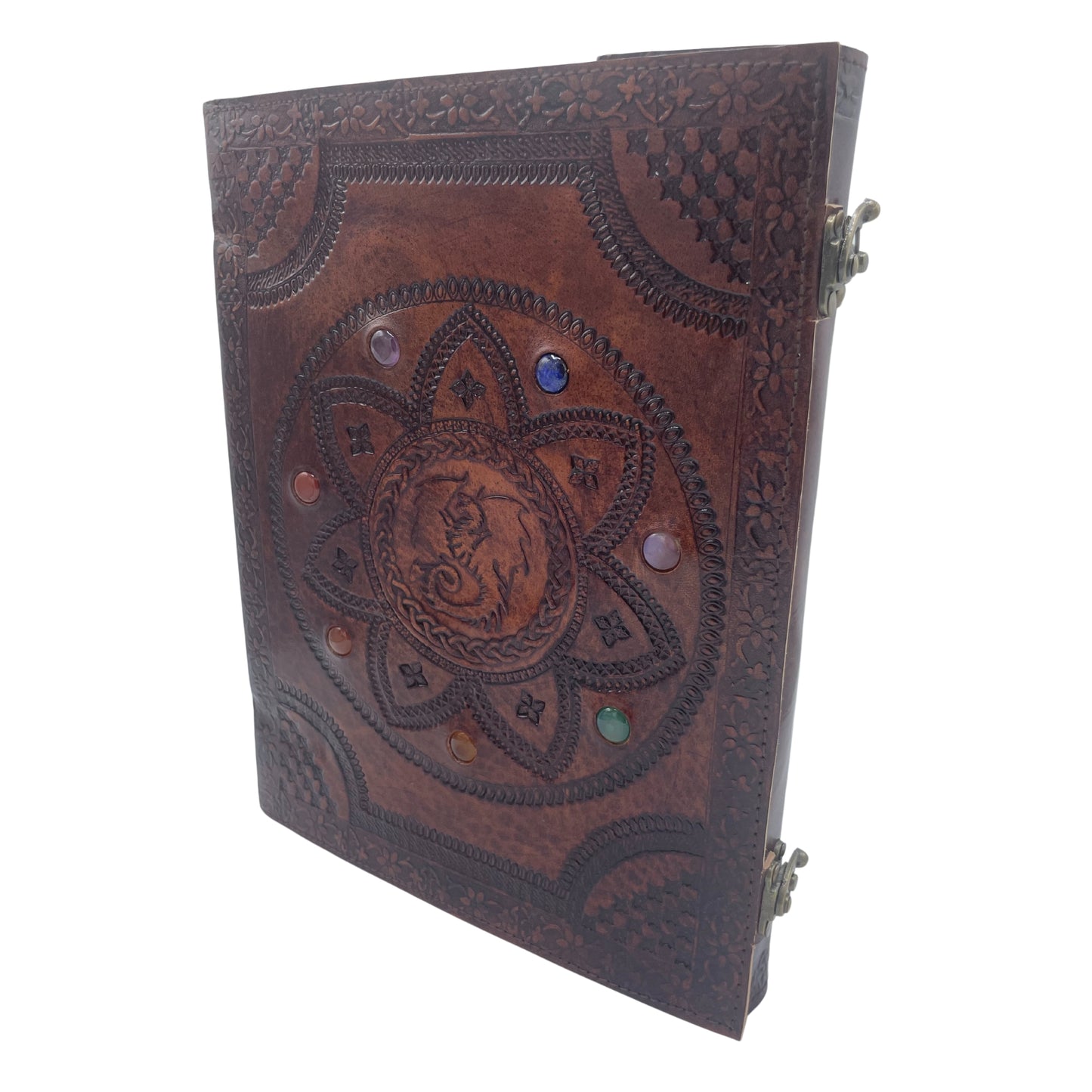 Grand carnet funéraire - Pierres de chakra, dragon et mandala