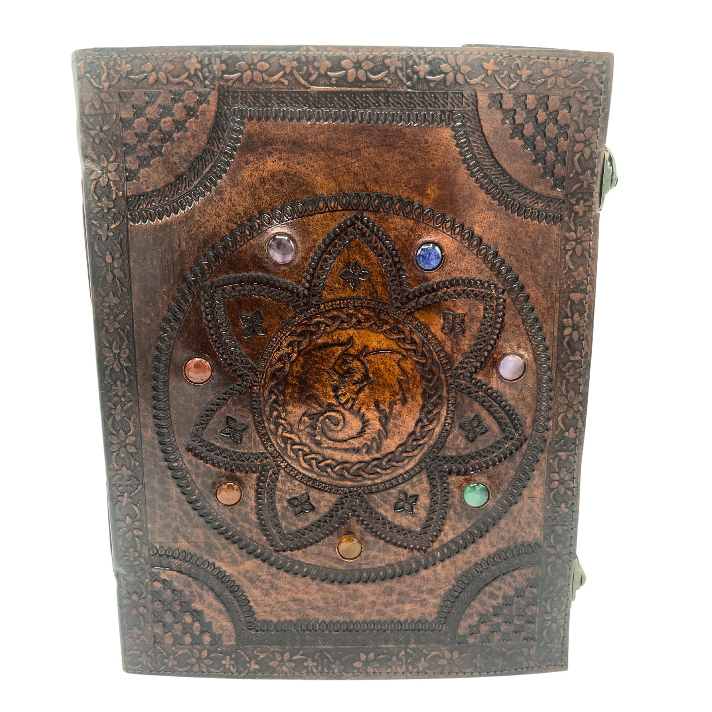 Grand carnet funéraire - Pierres de chakra, dragon et mandala