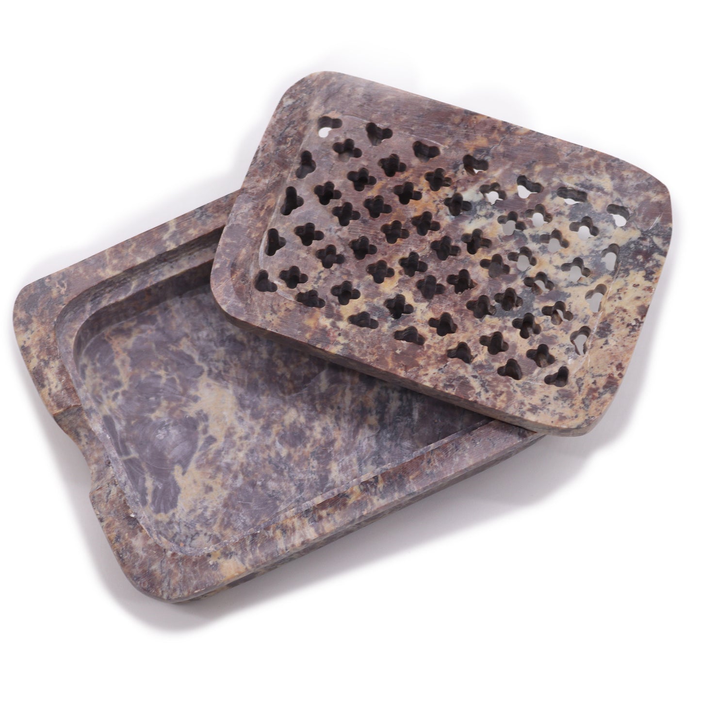 Porte-savon et égouttoir en stéatite 11x8cm - Carré Classique