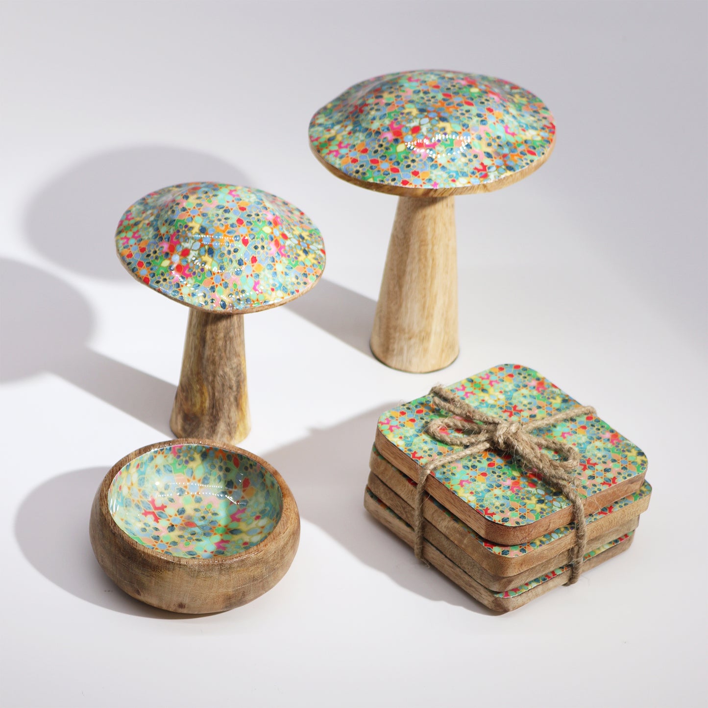 Petit champignon - 10 cm - Motif carreaux méditerranéens