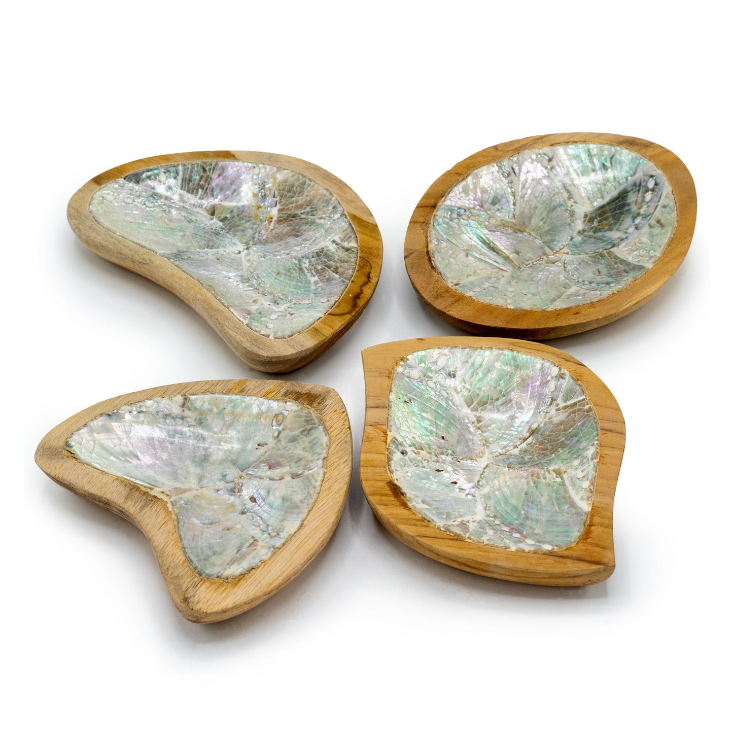 Ensemble de 4 mini bols en bois de teck (assortis)