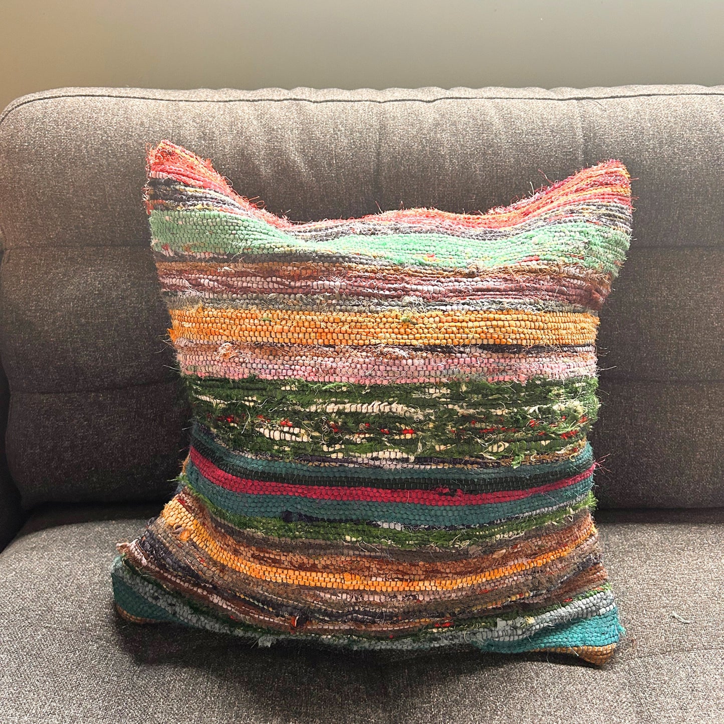Housse de coussin en tapis recyclé - 40 x 40 cm - Anthracite