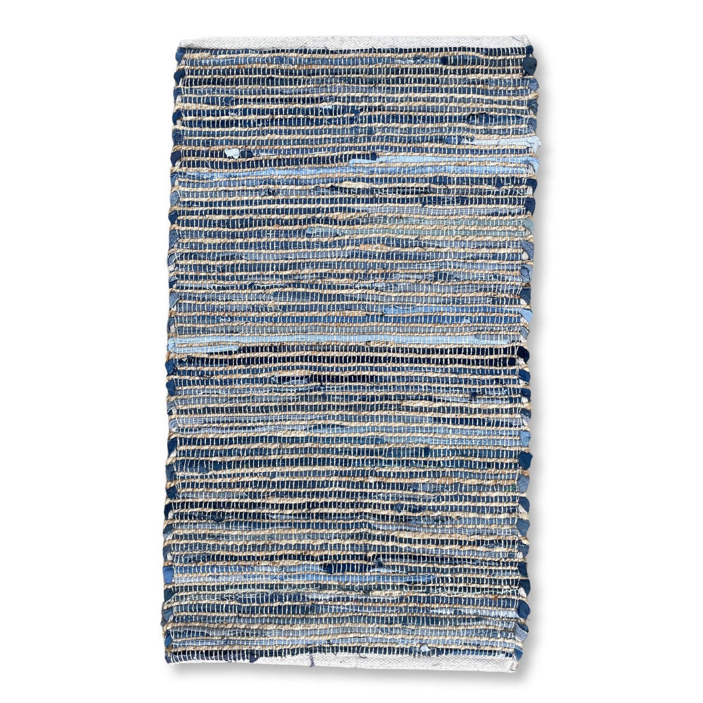 Tapis moyen en jute de coton recyclé - 90x150cm - Bleu