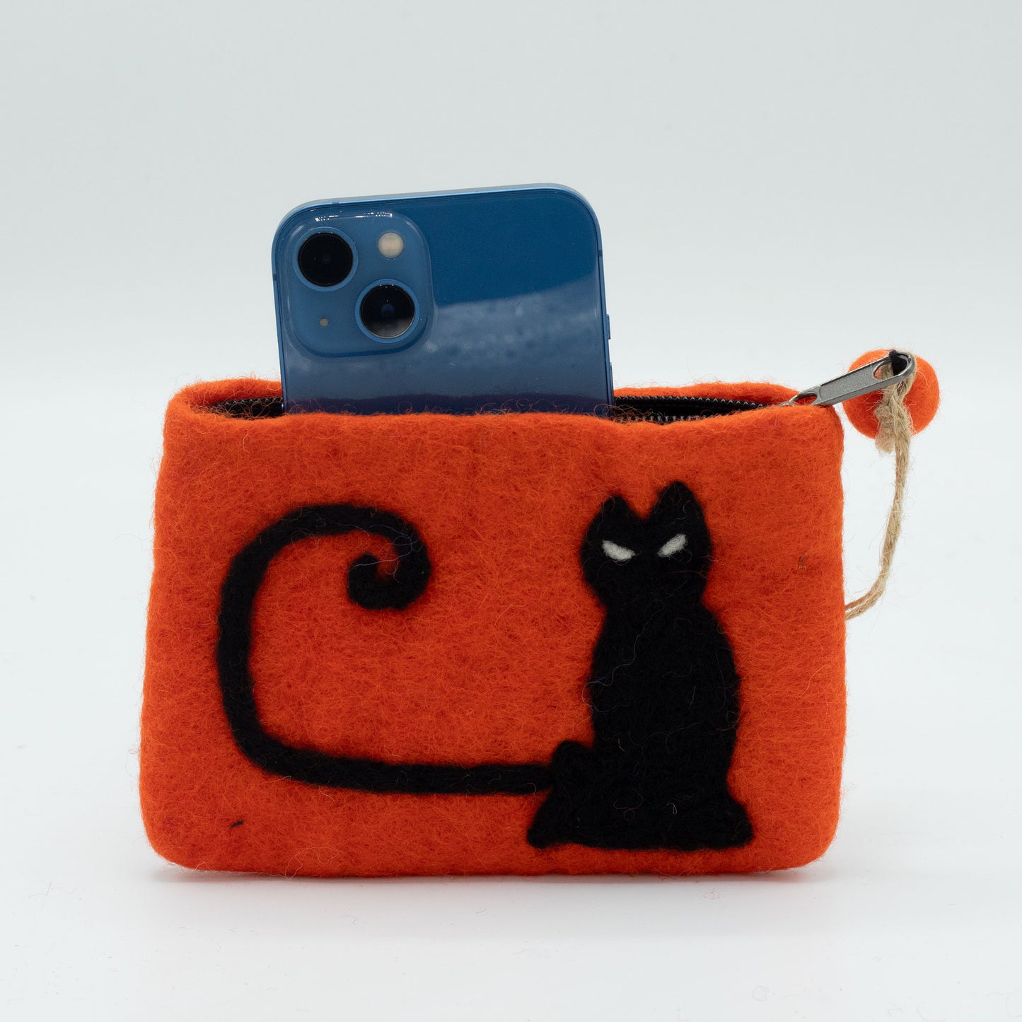 Trousse zippée en feutre naturel (assortiment) - Tête de chat
