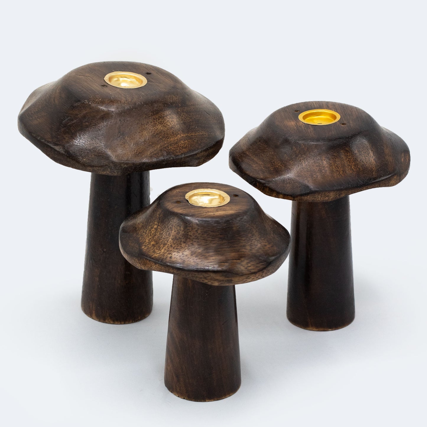 Lot de 3 champignons d'encens à cône plat (13 cm, 12 cm, 11 cm)