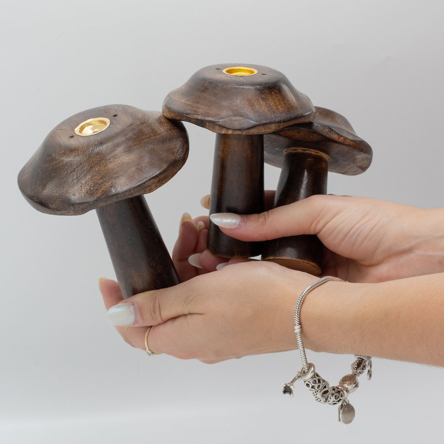 Lot de 3 champignons d'encens à cône plat (13 cm, 12 cm, 11 cm)
