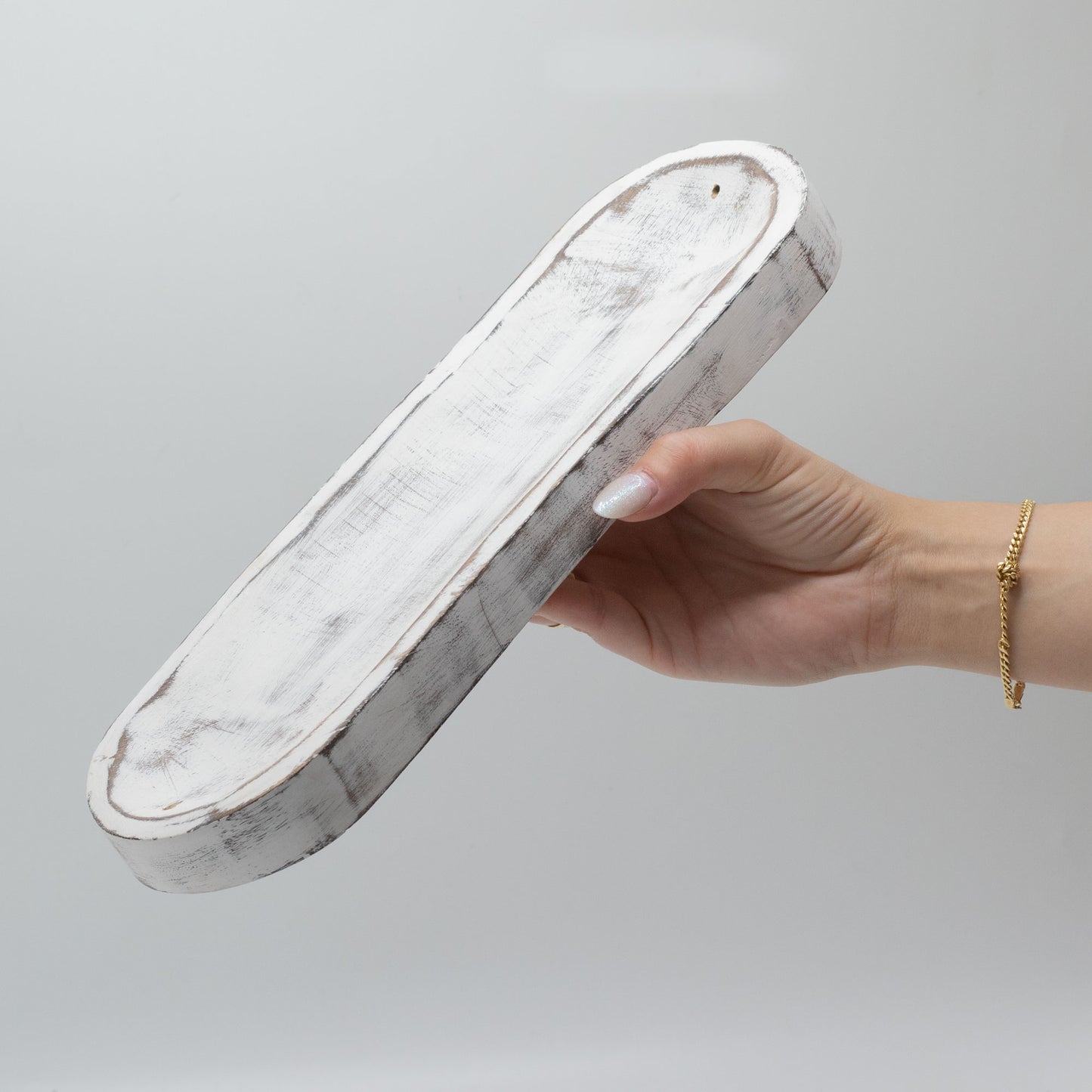 Grand plateau à encens 30 x 10 cm - Classique blanchi à la chaux