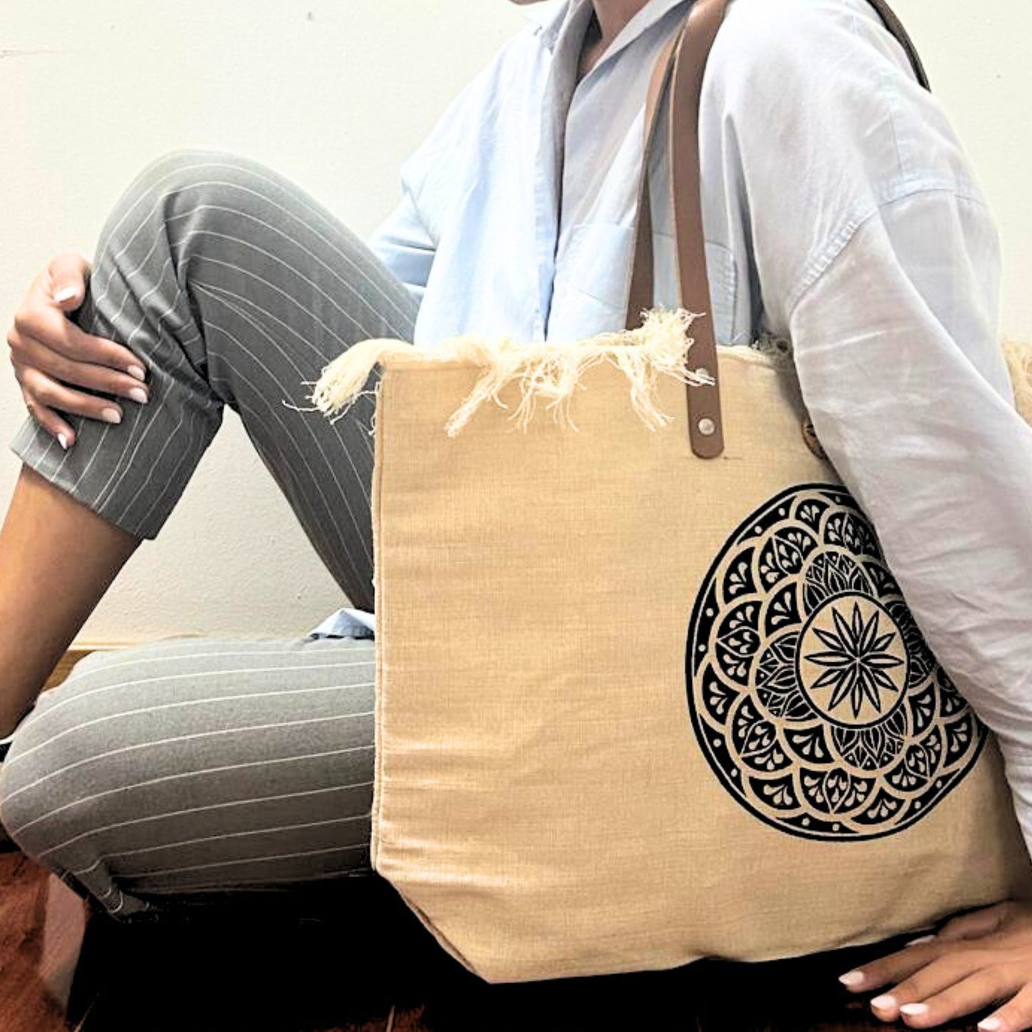 Sac à anse en cuir naturel - Mandela
