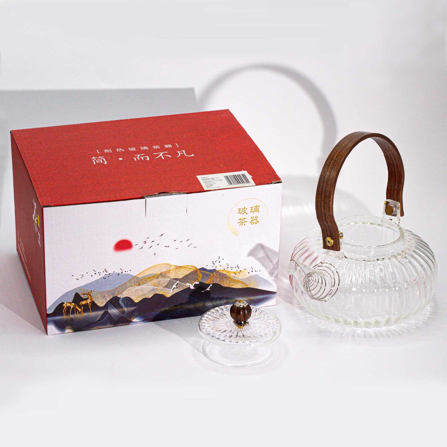 Théière en verre avec infuseur – Perle transparente nervurée – 850 ml