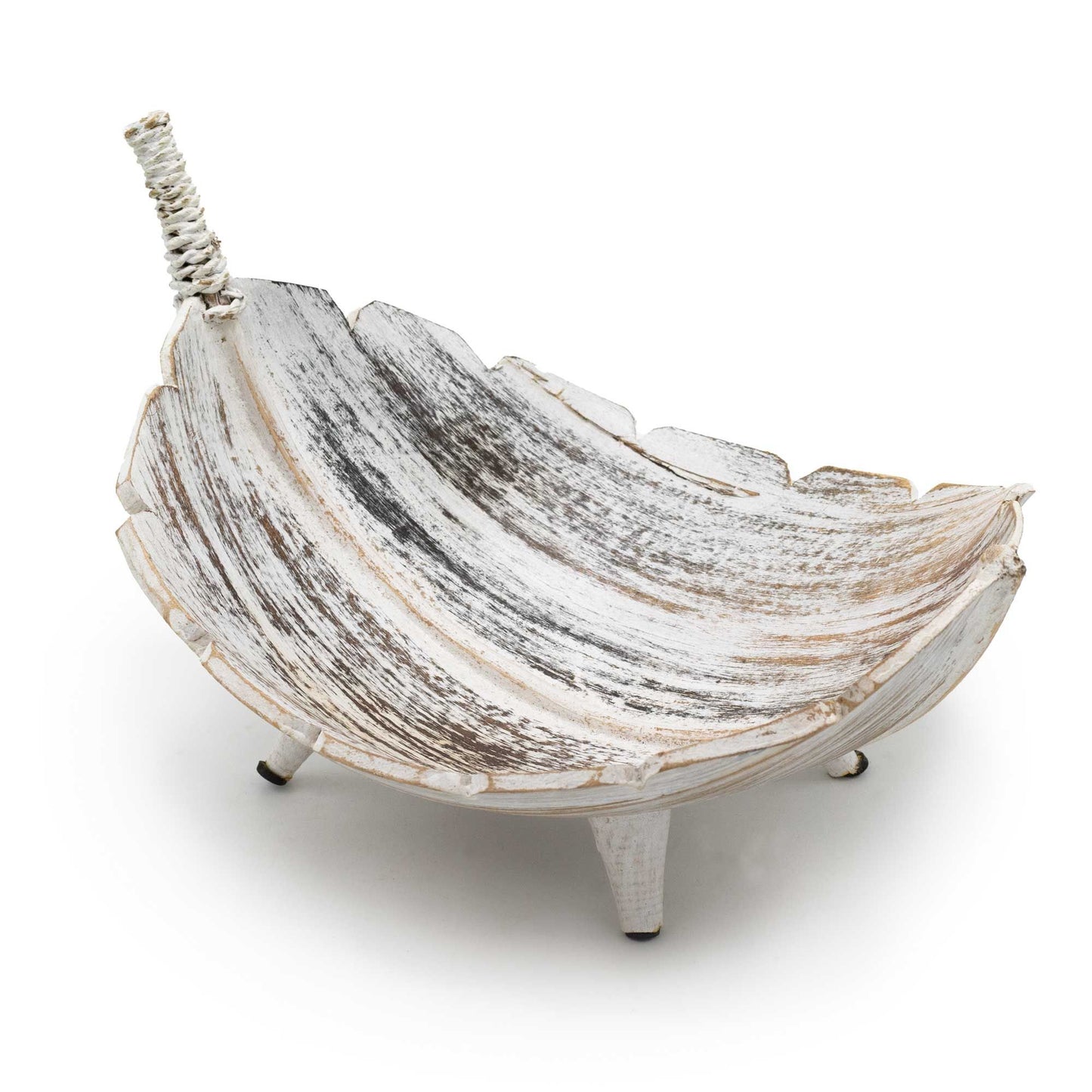 Grand bol à fruits en feuille de cocotier - Finition blanche