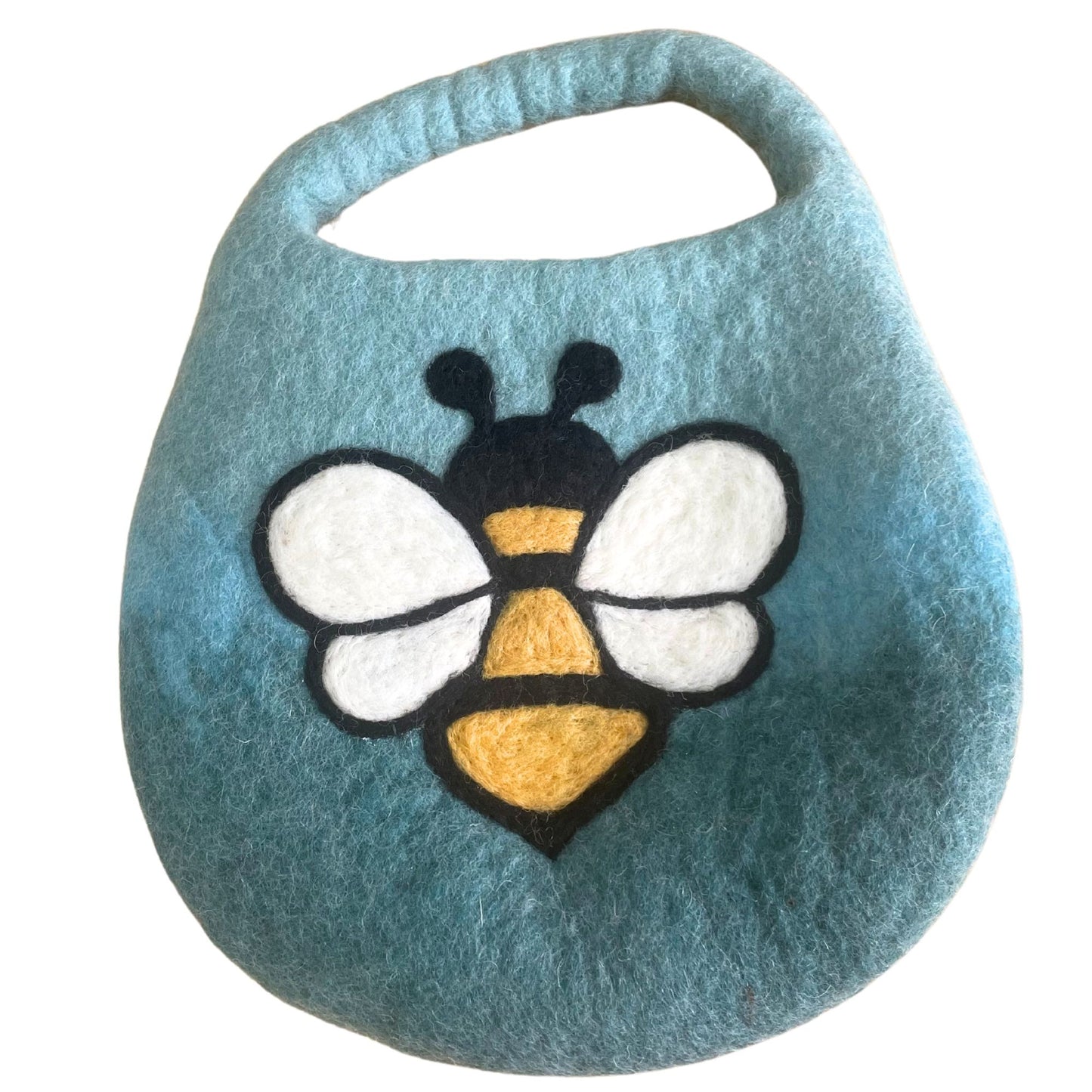 Sac abeille en feutre - Une anse avec aimant - Bleu et vert