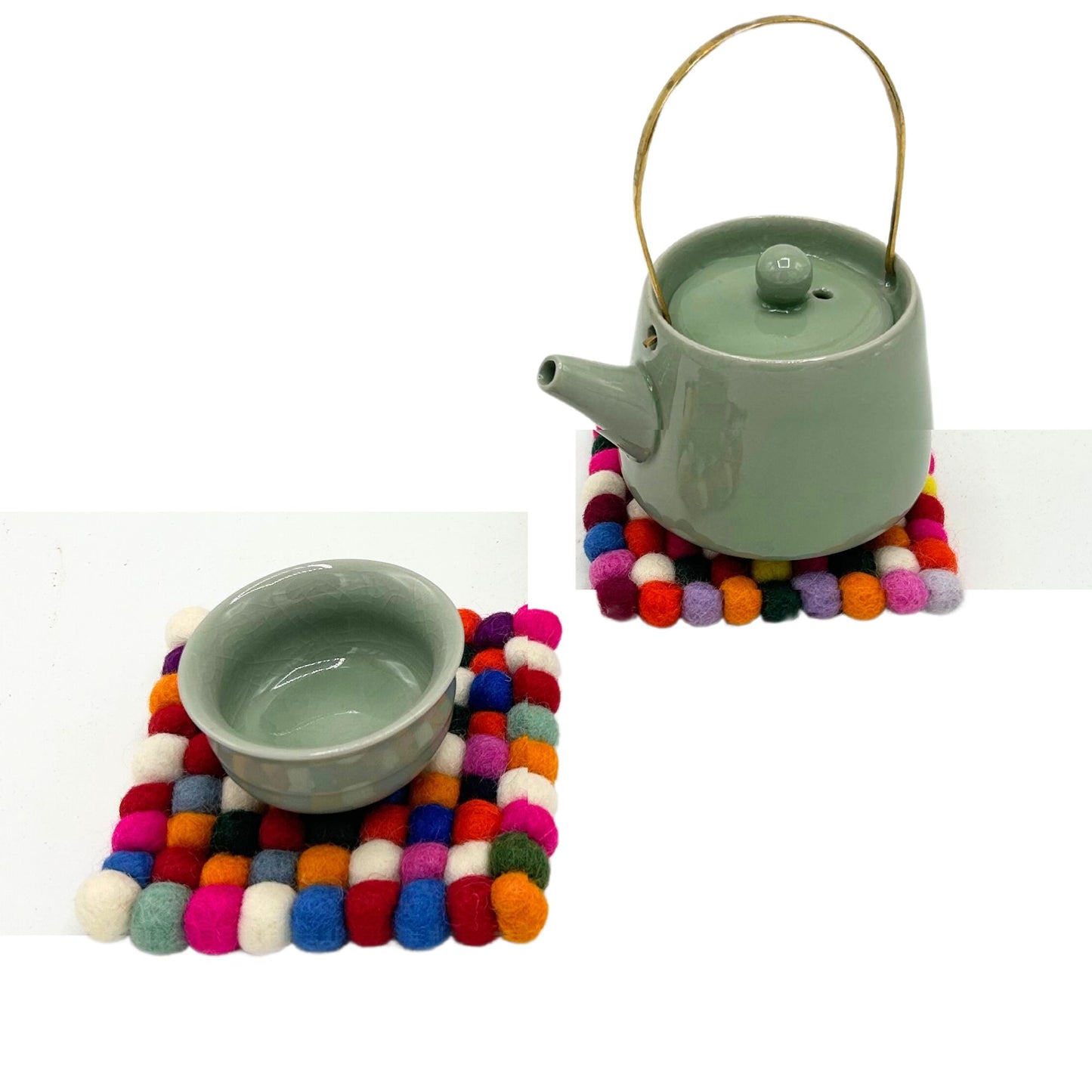 Dessous de verre carrés en feutre de 10 cm, multicolores gris (lot de 4)