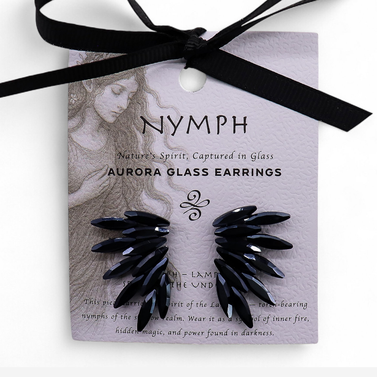 Negro azabache - cristal vintage - hadas - pendientes