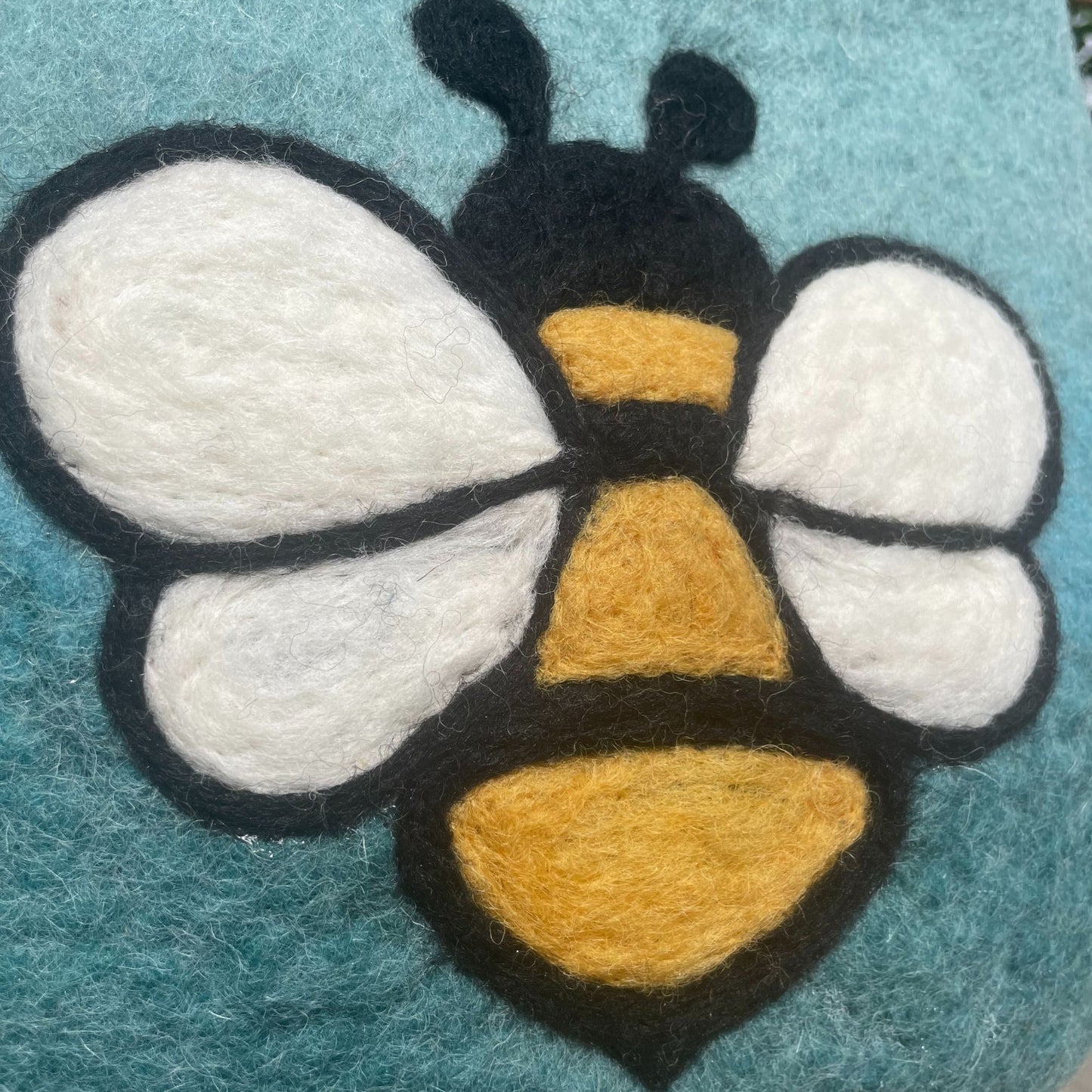 Sac abeille en feutre - Une anse avec aimant - Bleu et vert