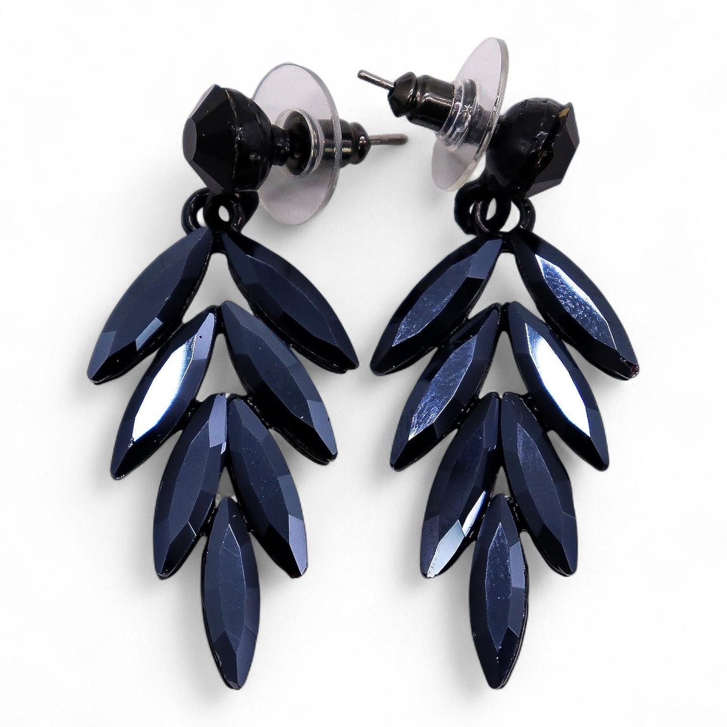 Negro azabache - Cristal vintage - Caída larga - Pendientes