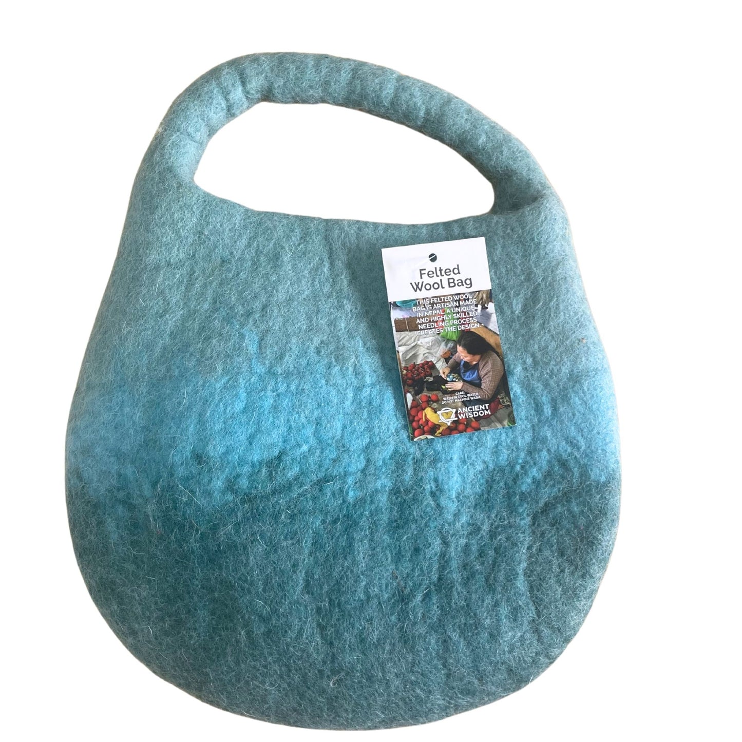 Sac abeille en feutre - Une anse avec aimant - Bleu et vert