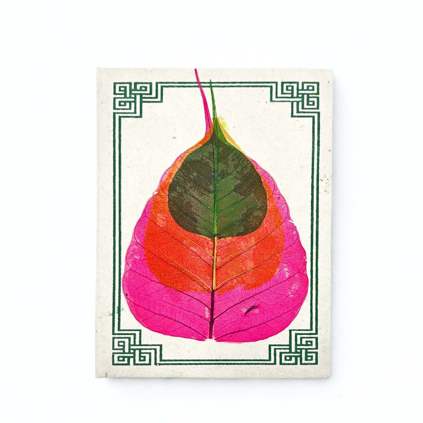 Carnet Lokta moyen – Feuille Bodhi (15 x 12 cm) – 45 feuilles (assortiment)