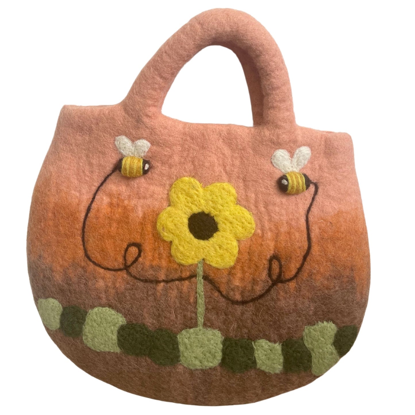 Sac en feutre avec tournesols et abeilles - 35 x 27 cm