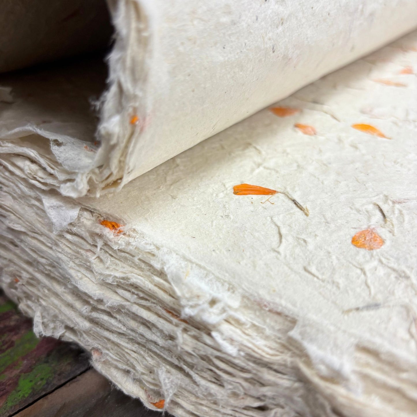 Papier cadeau fait main Lokta - Calendula