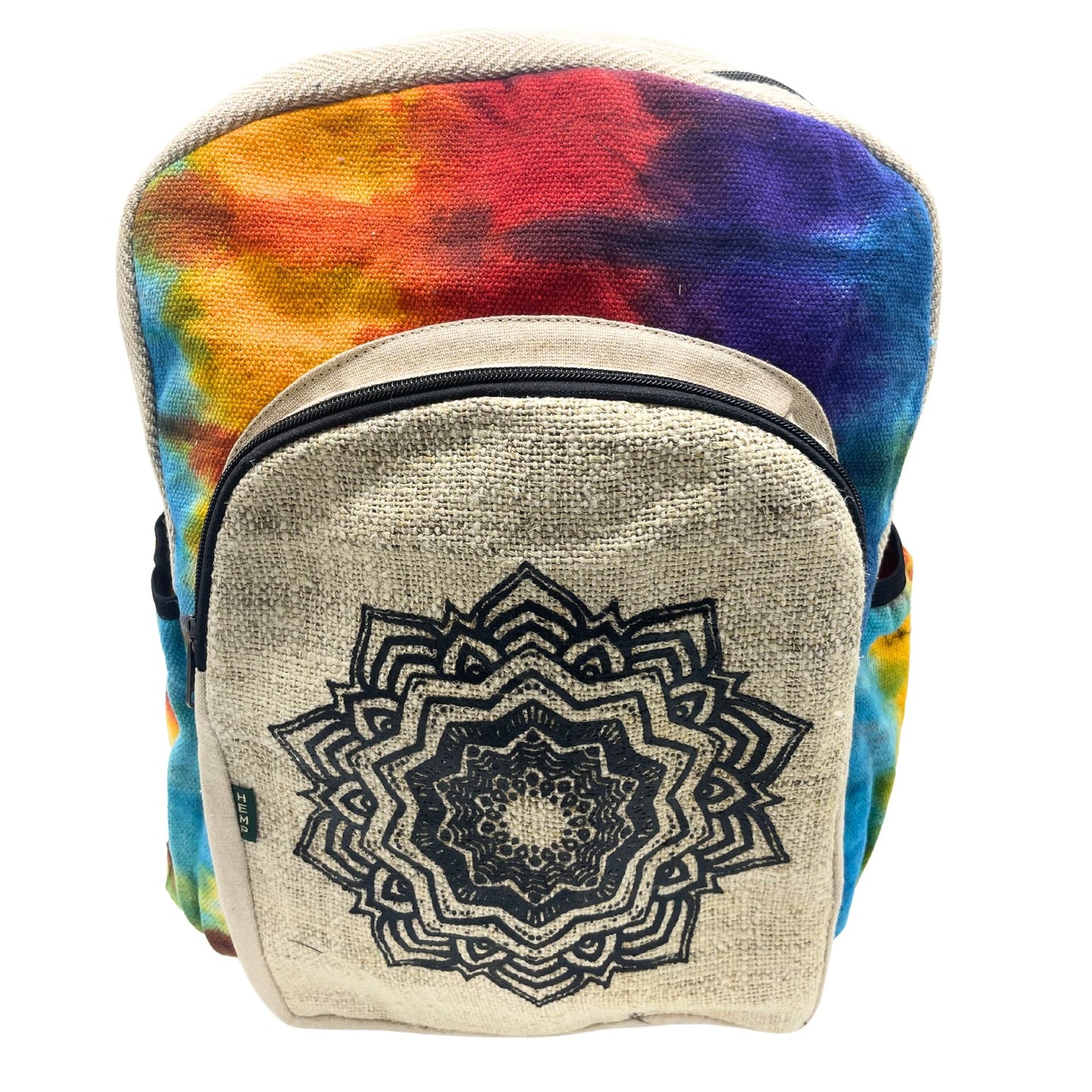 Grand sac à dos en chanvre tie-dye - Mandala