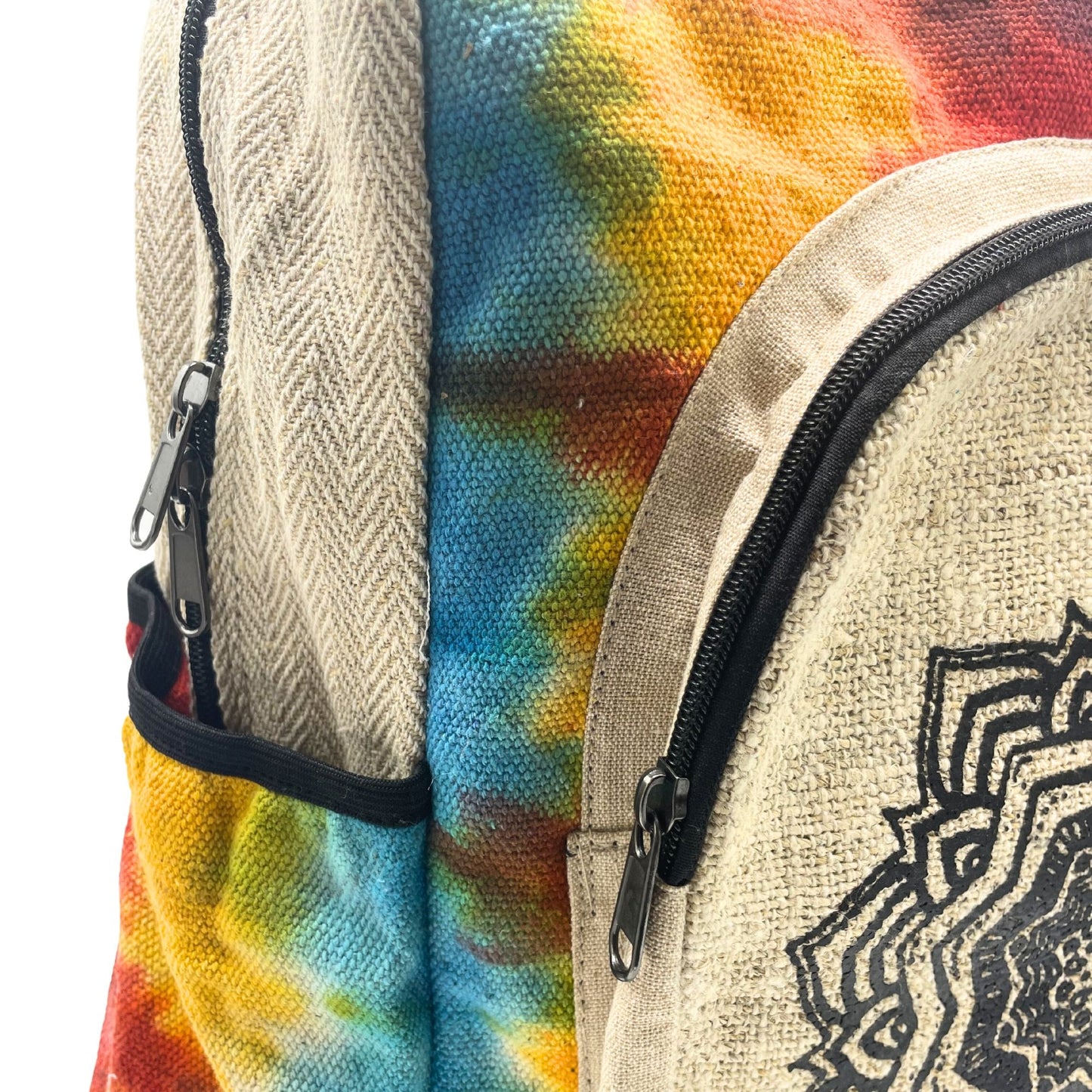 Grand sac à dos en chanvre tie-dye - Mandala