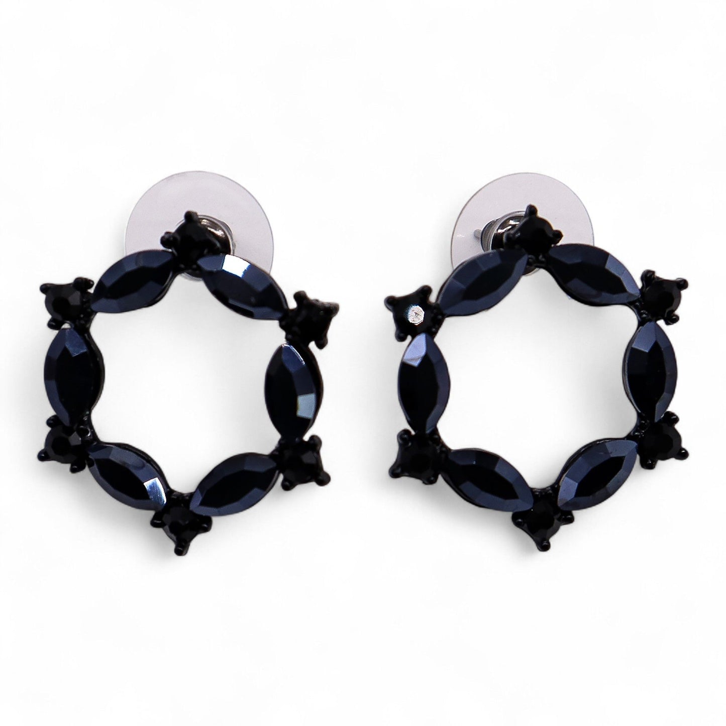 Negro Azabache - Vidrio Vintage - Aro - Aretes