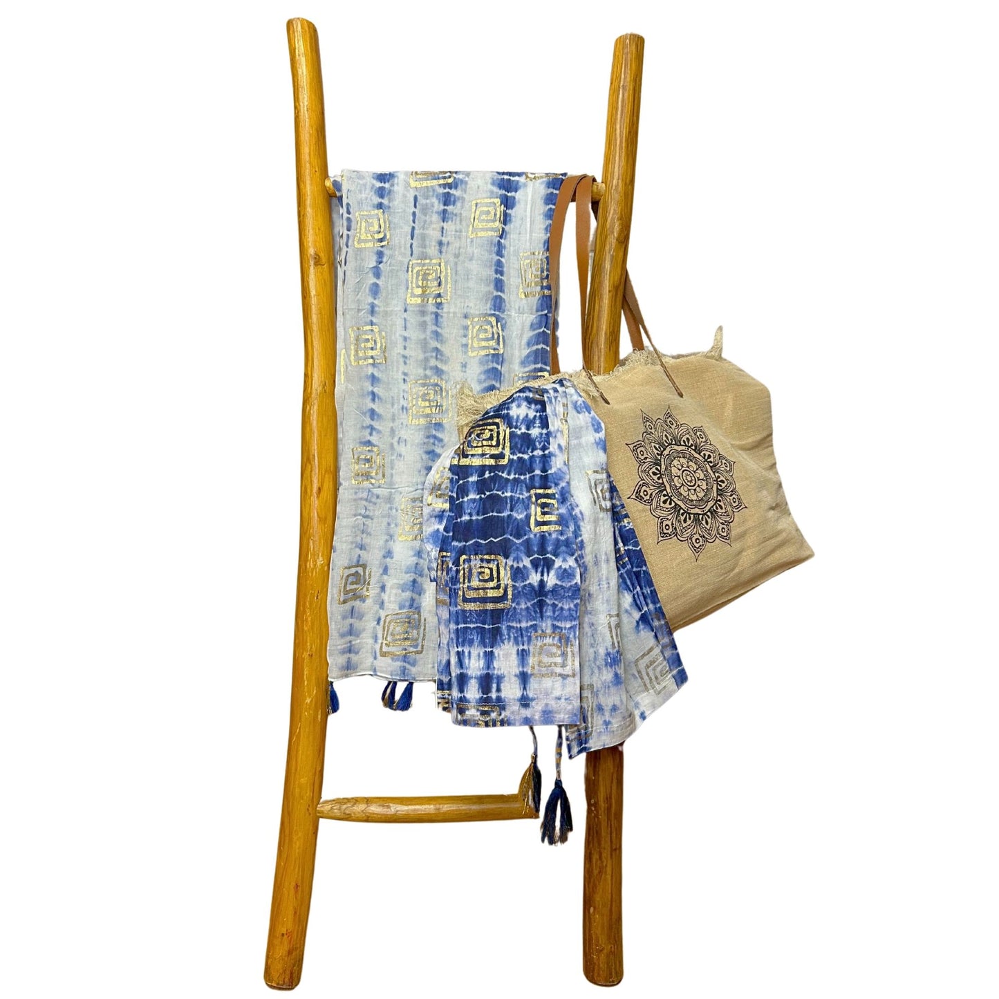 Collection Nomad : sarong méditerranéen, tie-dye bleu et imprimé