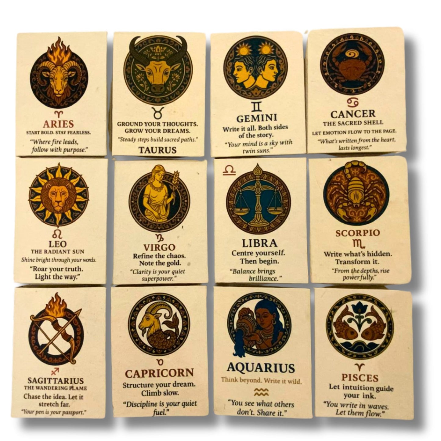 Carnets de style tibétain moyen avec signes du zodiaque - 40 feuilles (modèles assortis)