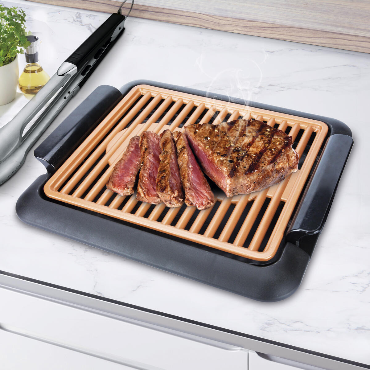Grill, Plancha, Barbecue, Électrique, Cuivre, Sans fumée