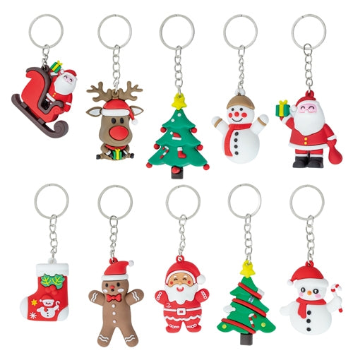 <p> LOT DE 10 PORTE-CLÉS DE NOËL « LUBEC »</p>