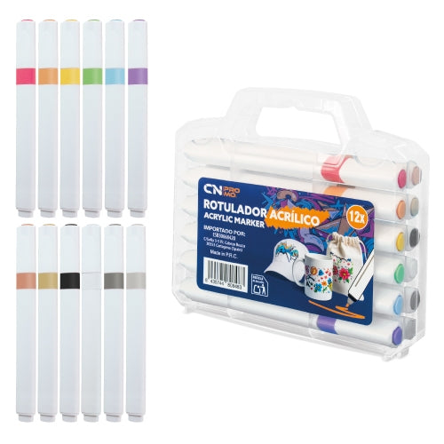 LOT DE 12 MARQUEURS ACRYLIQUES "KOLORIN"