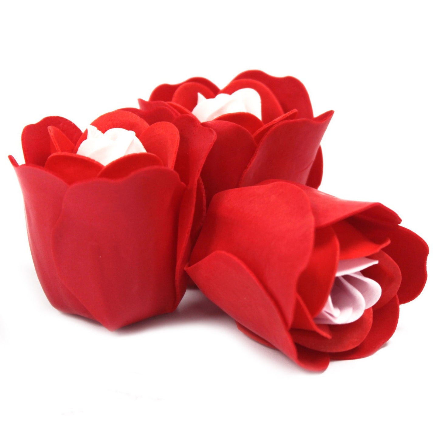 Coffret 3 fleurs de savon cœur - Roses rouges