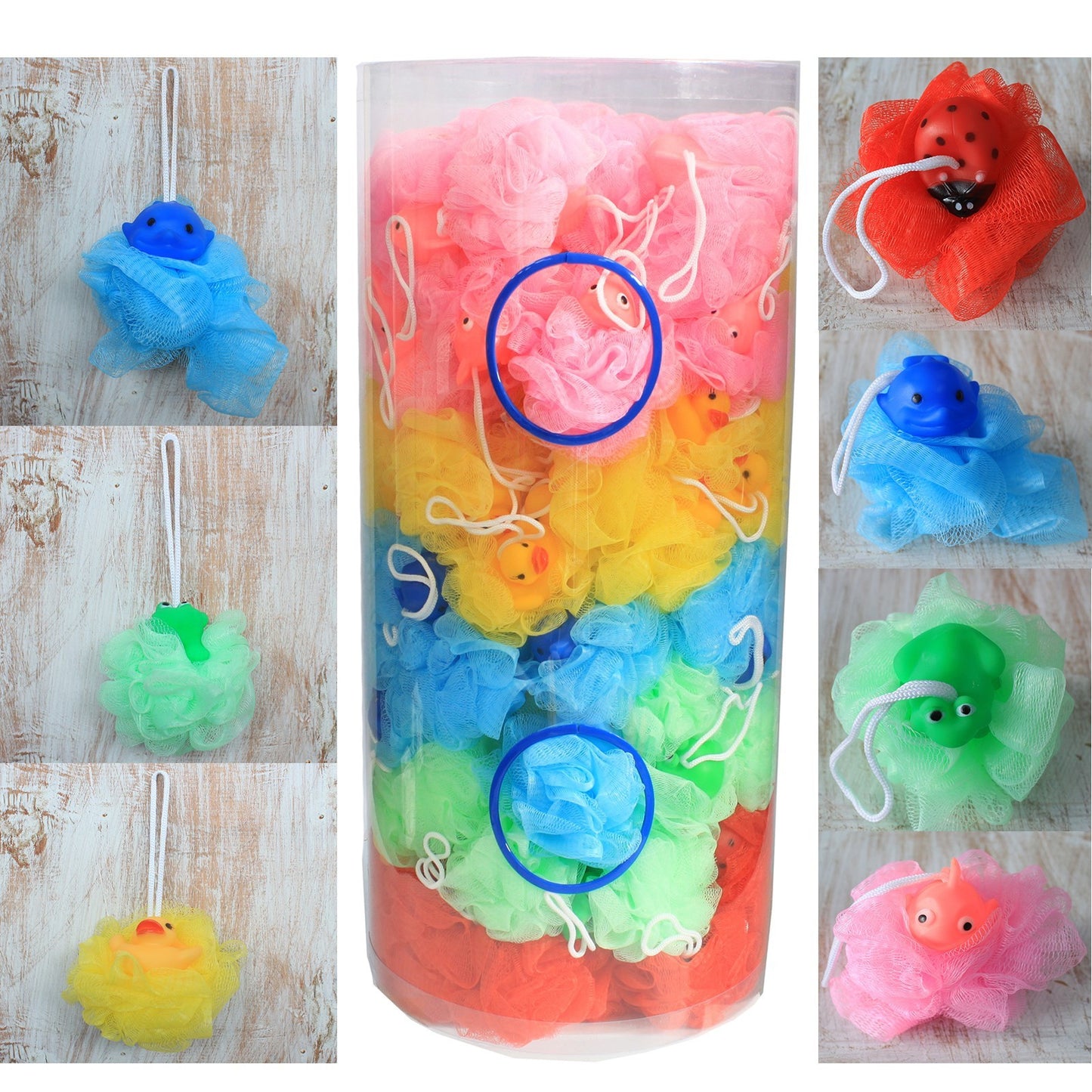 Éponge de bain - Jouet couineur 5 pièces assorties 30 g
