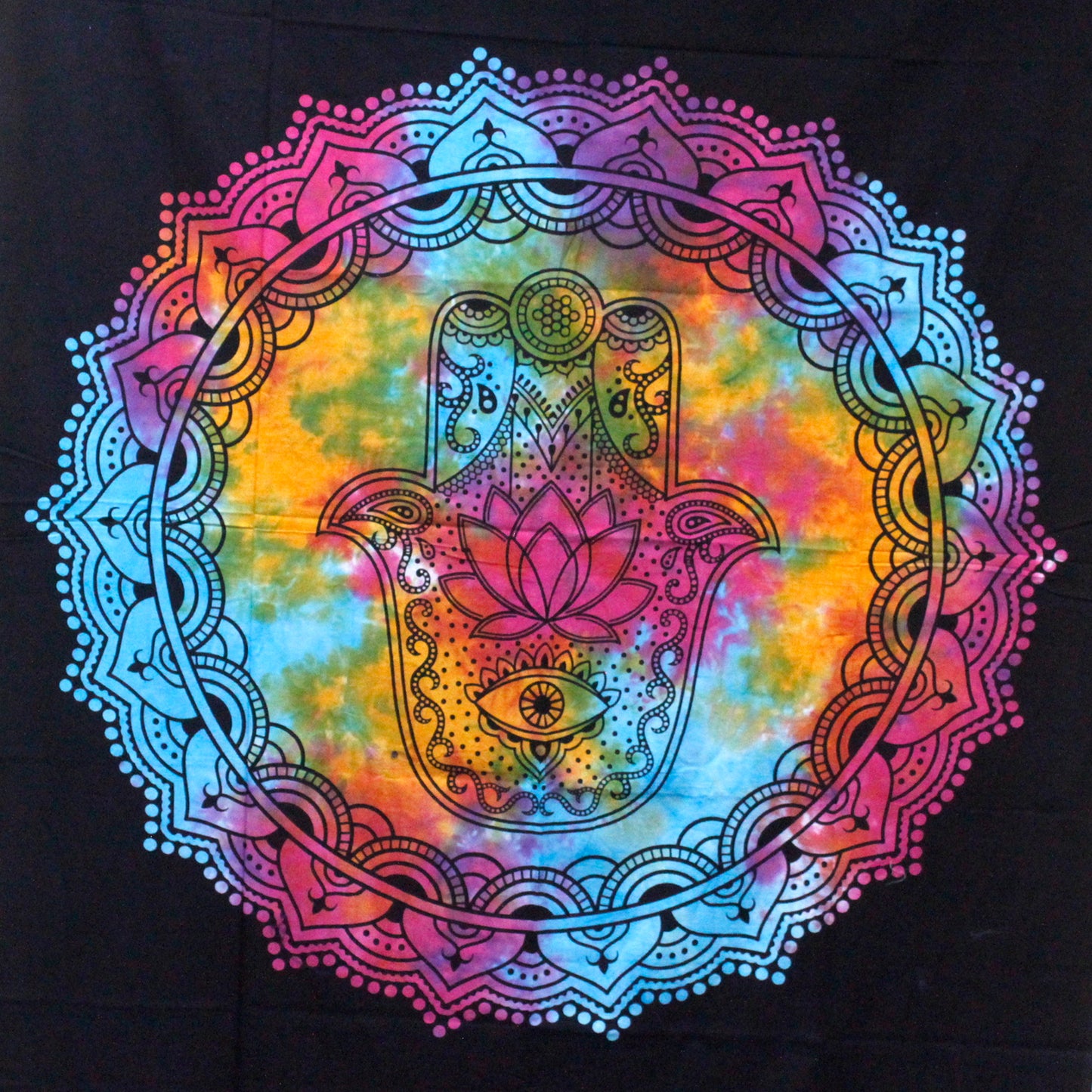 Couette double en coton - Hamsa noir