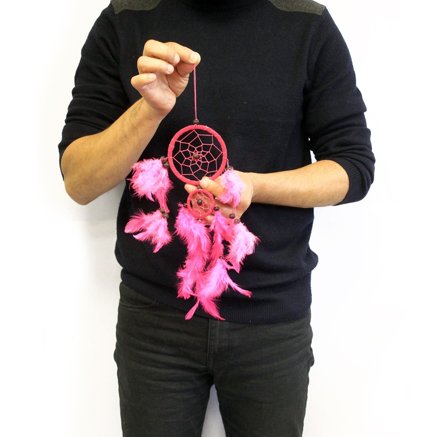 Créoles Bali Dreamcatcher Medium - Turquoise/Rose/Violet (Couleurs assorties)