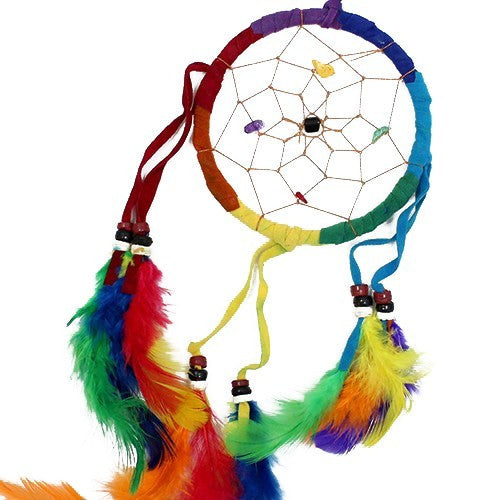 Créoles Bali Dreamcatcher Medium - Arc-en-ciel