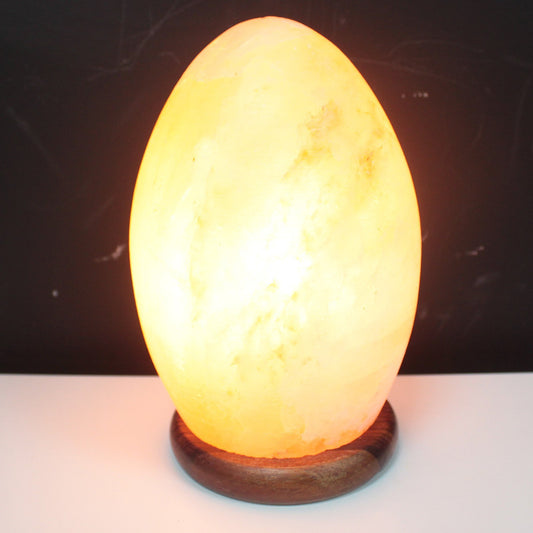 Lampe de sel en forme d'œuf - Base en bois