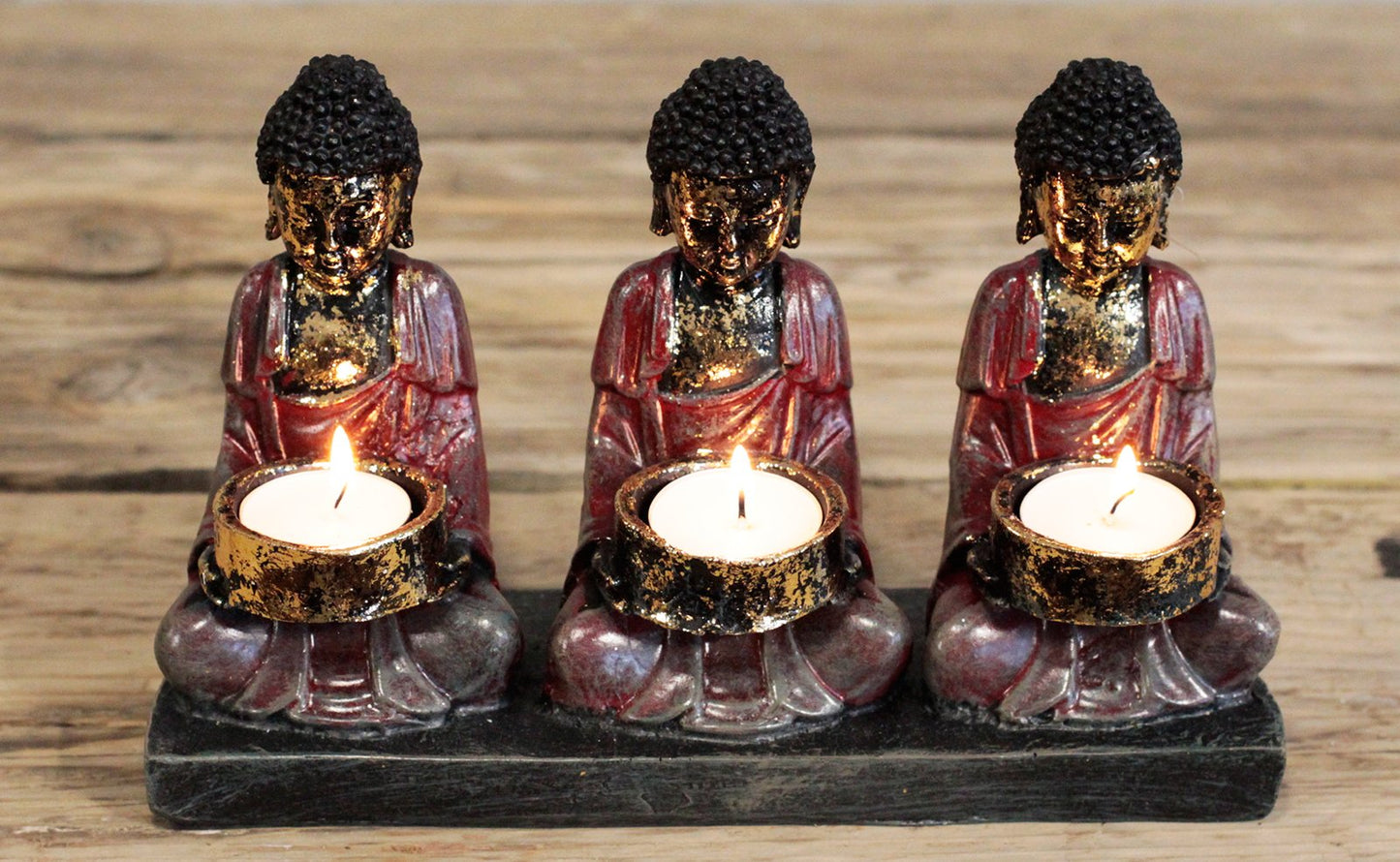 Bouddha antique - Bougeoir de trois dévots