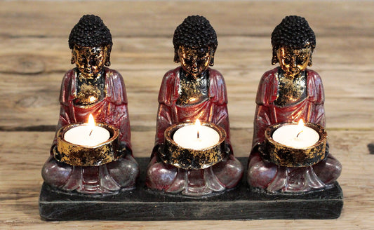 Bouddha antique - Bougeoir de trois dévots