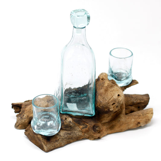 Verre fusionné sur bois - Service à whisky
