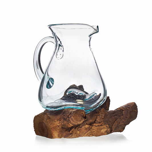 Verre fusionné sur bois - Pichet à eau