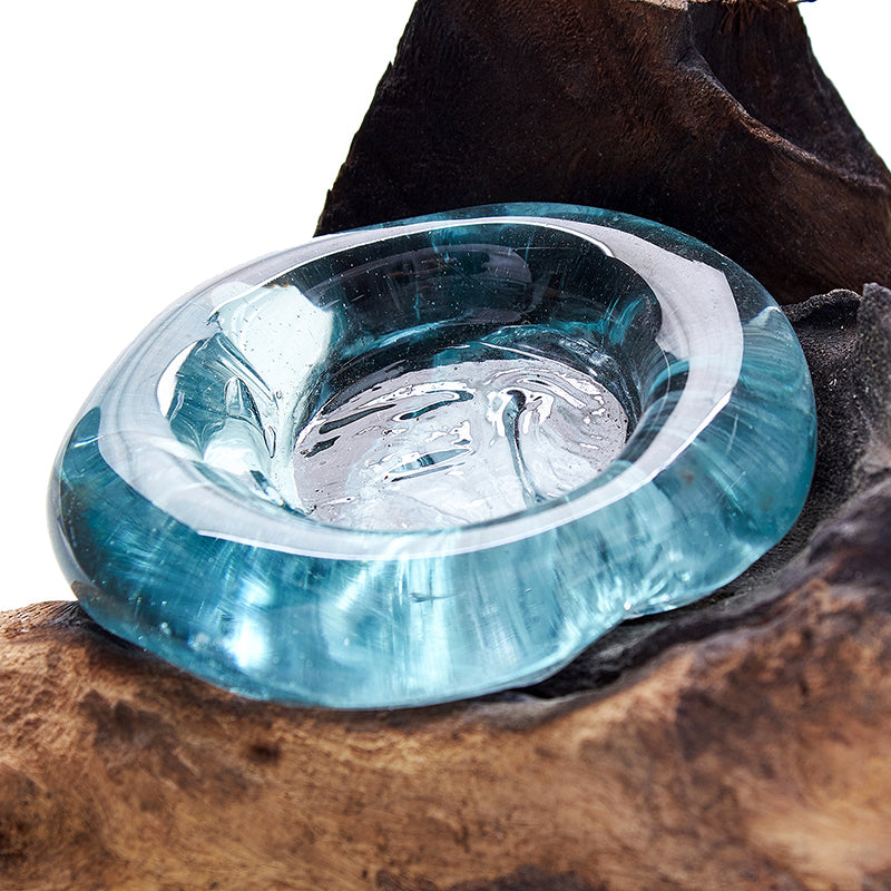 Bougeoir en verre fusionné sur bois