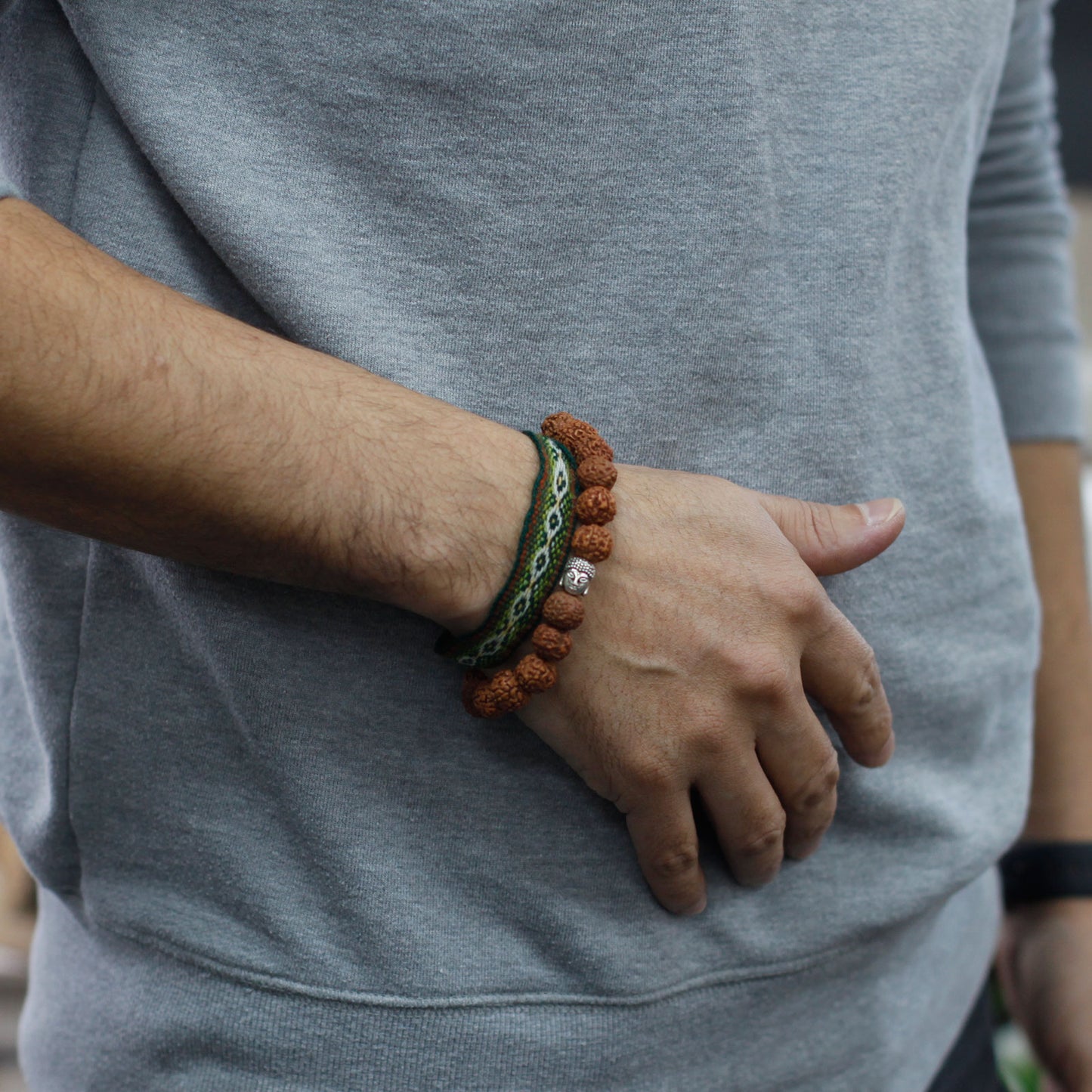 Bracelet Mala Japa Bouddha Rudraksha - Marron