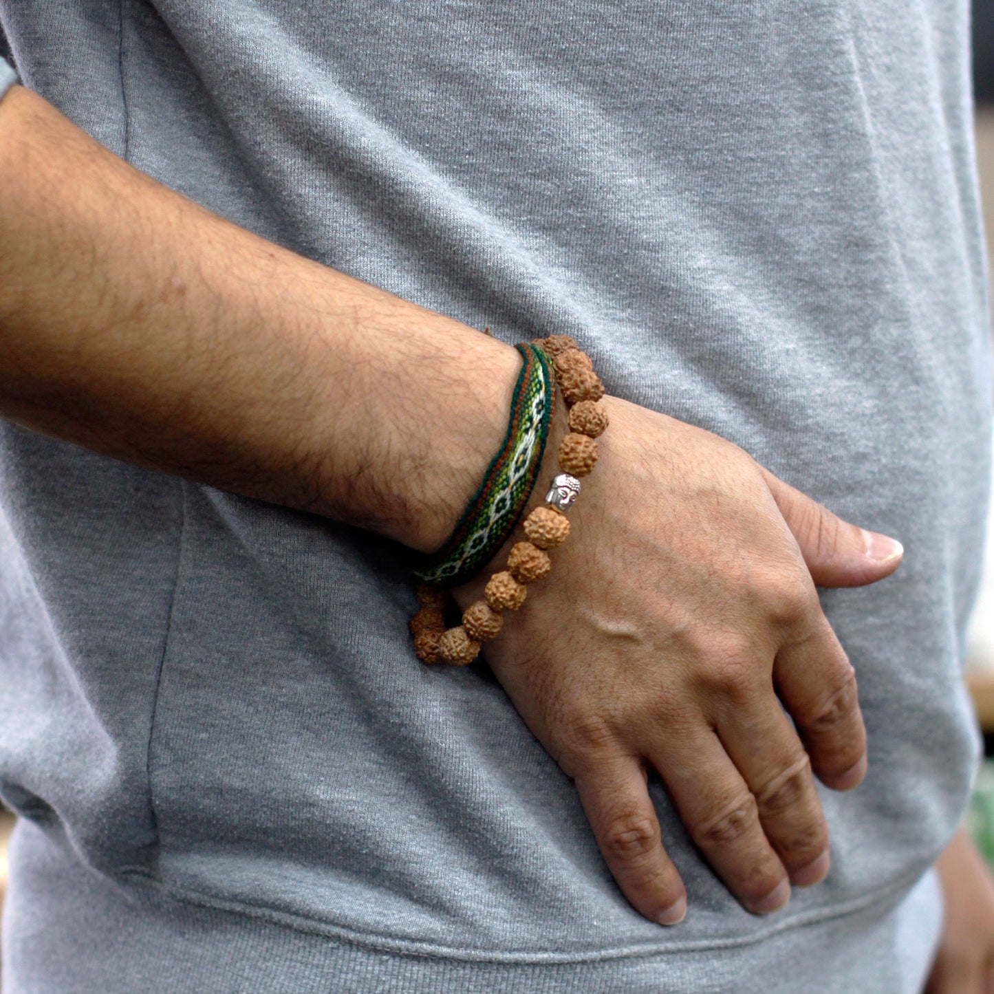 Bracelet Mala Japa Bouddha Rudraksha - Naturel