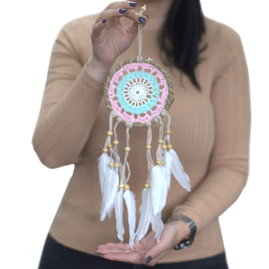 Attrape-rêves macramé rose 12 cm (couleurs assorties)