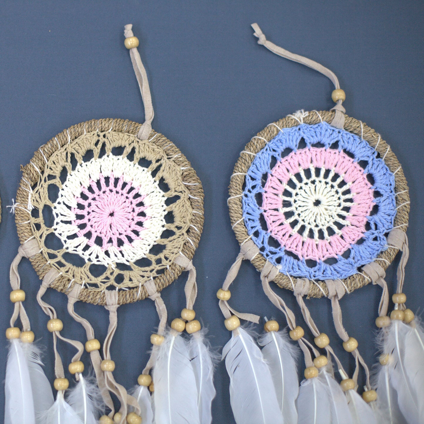 Attrape-rêves macramé rose 12 cm (couleurs assorties)